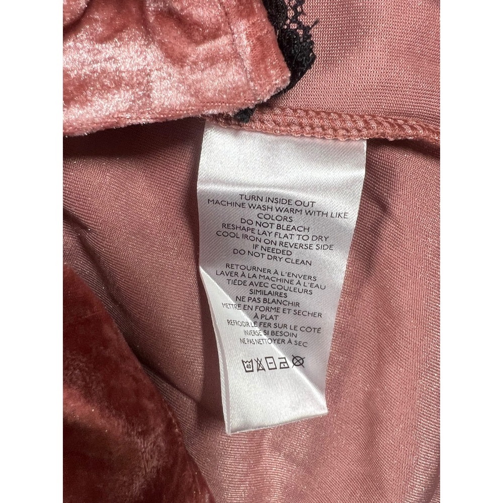 Kimchi Blue Pink Crushed Velvet Lace Trim Open Tie Back Mini Dress Coquete M - Picture 4 of 10